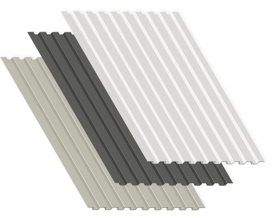 3 corrugated panels
